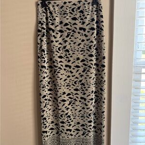 RAFAEL Black and Cream Patterned Pencil Skirt